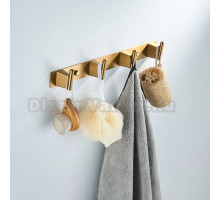 Крючки для ванной и кухни / планка с 4 крючками Shevanik SG5741G, золотой сатин
