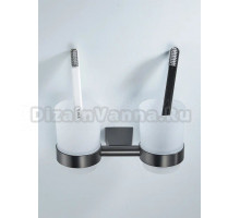 Стакан для зубных щеток / стакан для ванной комнаты двойной Shevanik SG5722T, оружейная сталь