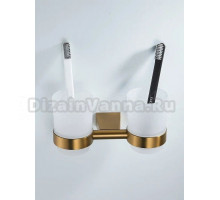 Стакан для зубных щеток / стакан для ванной комнаты двойной Shevanik SG5722G, золотой сатин