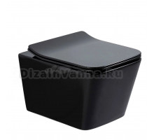 Унитаз подвесной GID Cuadrado Tr2144BL безободковый, с микролифтом, глянцевый черный