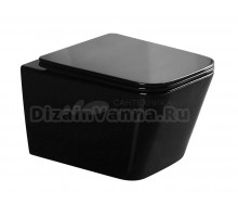 Унитаз подвесной GID Cuadrado Tr2155BL безободковый, с микролифтом, глянцевый черный