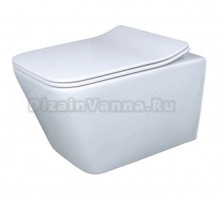 Унитаз подвесной GID Cuadrado Tr2144 безободковый, с микролифтом, глянцевый белый