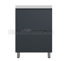 Тумба напольная "Манхэттен 60" ЭМАЛЬ, под раковину ASTI, 2 ящика, PLUS, графит