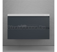 Тумба подвесная "Манхэттен 100" ЭМАЛЬ, под раковину ASTI, 2 ящика, PLUS, графит