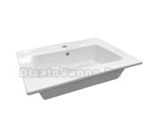 Мебельная раковина Sanita luxe Family 60 накладная, глянцевая белая, прямоугольная, фарфор