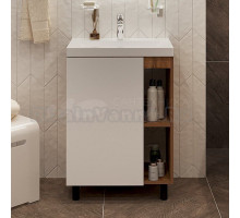 Тумба с раковиной 1MarKa Orlan 60 напольная, матовая белая