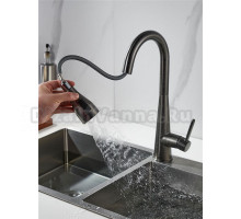 Смеситель для кухни с выдвижным изливом Shevanik S363T, оружейная сталь