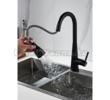 Смеситель для кухни с выдвижным изливом Shevanik S363H, черный