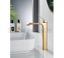Смеситель для раковины высокий Shevanik S4011G, золотой сатин