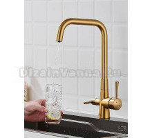 Смеситель для кухни с подключением фильтра Shevanik S528G, золотой сатин