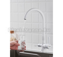 Смеситель для кухни с подключением фильтра Shevanik S428C, белый