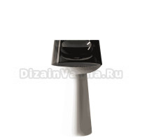 Раковина напольная Abber Kristall AT2706White-Onyx 50 глянцевая черная, матовая белая, круглая, моноблок