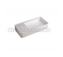 Раковина подвесная Abber Stein AS2627-0.8 80 матовая белая, прямоугольная, искусственная камень, со столешницей справа