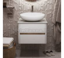 Тумба с раковиной 1MarKa Monro 60П матовая белая, раковина 1MarKa Ringo Cut 53