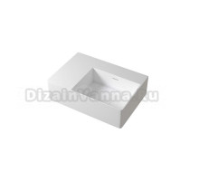 Раковина подвесная Abber Stein AS2644 R 56 матовая белая, прямоугольная, искусственная камень, со столешницей слева