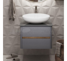 Тумба с раковиной 1MarKa Monro 60П матовая серая, раковина 1MarKa Ringo Cut 53