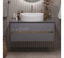 Тумба с раковиной 1MarKa Monro 100П матовая серая, раковина 1MarKa Roll 53