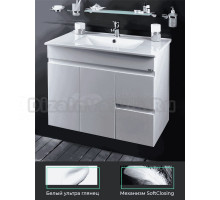 Тумба с раковиной TOPPUS Velour 80 подвесная, глянцевая белая