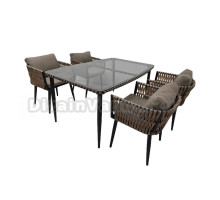 Комплект садовой мебели 5 в 1 ALFART Tinto 1 (4 стула + 1 стол), орех