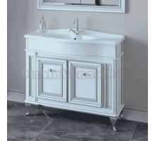 Тумба под раковину без столешницы Caprigo Фреско 100 напольная, белый с серебрянной патиной