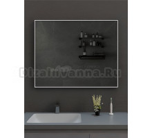 Зеркало в ванную с подсветкой Esbano ES-3803RDB 80x60 см для ванной профиль черный матовый прямоугольное, с инфракрасным выключателем, со встроенной LED подсветкой с регулировкой яркости, холодный свет, подогрев полотна