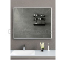 Зеркало в ванную с подсветкой Esbano ES-3803KD 100x80 см для ванной комнаты прямоугольное, с инфракрасным выключателем, со встроенной LED подсветкой с регулировкой яркости, холодный свет, с подогревом полотна, профиль хром