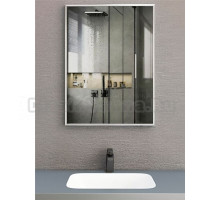 Зеркало в ванную с подсветкой Esbano ES-3803HD 60x80 см для ванной комнаты прямоугольное, с инфракрасным выключателем, со встроенной LED подсветкой с регулировкой яркости, холодный свет, с подогревом полотна, профиль хром