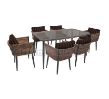 Комплект садовой мебели 7 в 1 ALFART Tinto 4 (6 стульев + 1 стол), орех