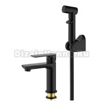 Смеситель для раковины с гигиеническим душем Splenka S05.12.06, черный