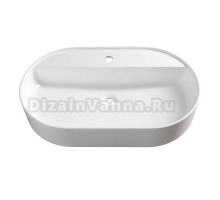 Накладная раковина Belux Эвора 74 глянцевая белая, овальная, с 1 отверстием под смеситель