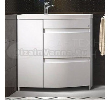 Тумба под раковину без столешницы Belux Токио 80 R напольная, белая глянцевая