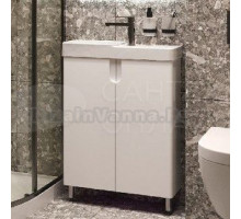 Тумба с раковиной Belux Даллас 55 L напольная, белая глянцевая