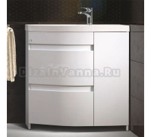 Тумба с раковиной Belux Токио 80 L напольная, белая глянцевая