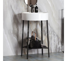 Консоль с раковиной Belux Эвора 53 напольная, черная матовая, белая