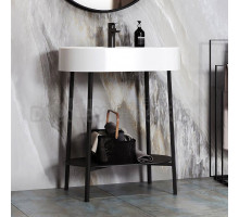 Консоль с раковиной Belux Эвора 75 напольная, черная матовая, белая
