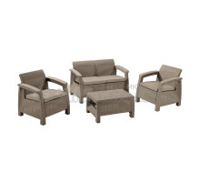 Комплект садовой мебели 4 в 1 Keter Corfu диван + 2 кресла + стол, капучино