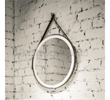 Зеркало круглое Silver Mirrors Капитан D510, с подсветкой, с бесконтактным сенсором, коричневая кожа