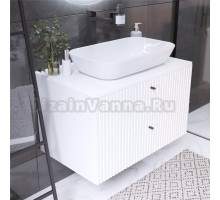 Тумба с раковиной 1MarKa Desire 80 монолит айсберг, эмаль белая, раковина Sanita luxe Infinity 60