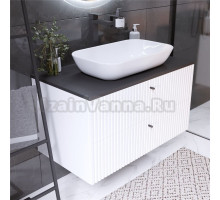 Тумба с раковиной 1MarKa Desire 90 монолит айсберг, эмаль найт, раковина Sanita luxe Infinity 60