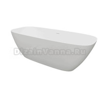 Ванна из искусственного камня Abber Stein AS9632 165x70 см, отдельностоящая, матовая белая, с донным клапаном