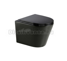 Унитаз безободковый подвесной с сиденьем микролифт, технология смыва Rimless, черный матовый