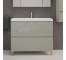 Тумба с раковиной Style Line Манхэттен 100 напольная, олива, раковина Florentina Астория 100 белая