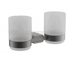 Стакан для ванной BELZ B907 B90708 настенный, вороненая сталь, стеклянный, двойной