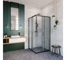 Душевой уголок Alex Baitler AB1490B1 90х90 см, профиль черный, стекло прозрачное