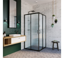 Душевой уголок Alex Baitler АВ14100B1 100х100 см, профиль черный, стекло прозрачное