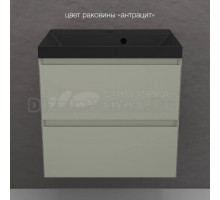 Тумба с раковиной Style Line Манхэттен 60 подвесная, олива, раковина Florentina Астория 60 антрацит