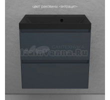 Тумба с раковиной Style Line Манхэттен 60 подвесная, графит, раковина Florentina Астория 60 антрацит