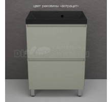 Тумба с раковиной Style Line Манхэттен 60 напольная, олива, раковина Florentina Астория 60 антрацит