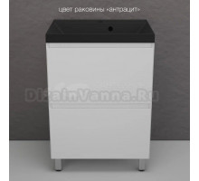 Тумба с раковиной Style Line Манхэттен 60 напольная, белая, раковина Florentina Астория 60 антрацит