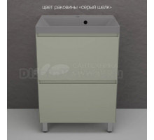 Тумба с раковиной Style Line Манхэттен 60 напольная, олива, раковина Florentina Астория 60 серый шелк